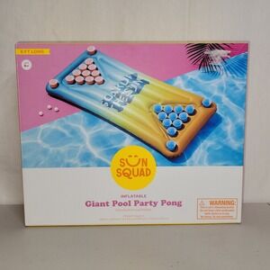 Sun Squad Giant Pool Party Pong Inflatable Game - 6' Long - Built In Cup Holders